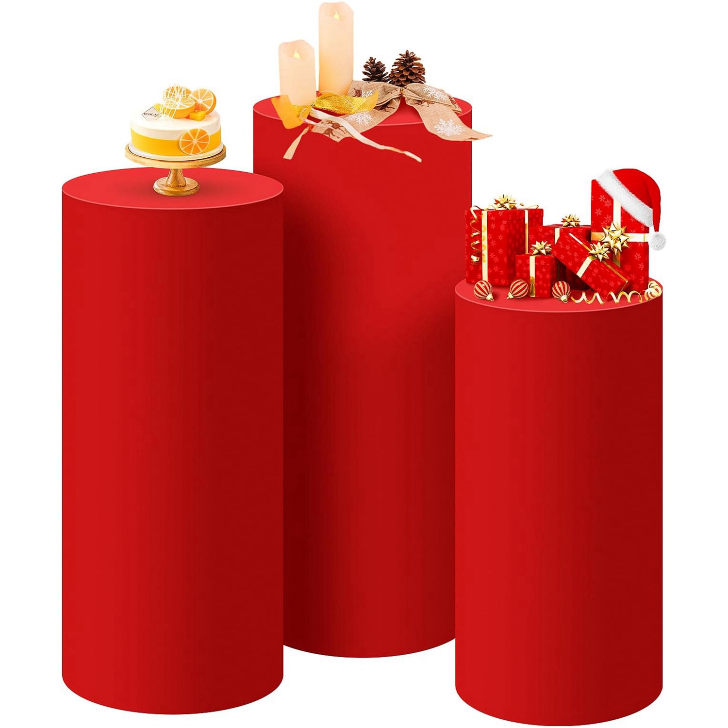 Dessert Table Backdrop - Housse de support cylindrique rouge Yeele
