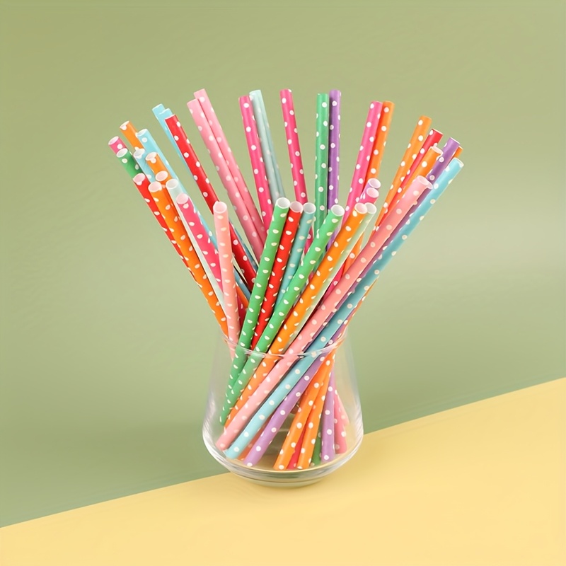 Paper Straw Color - Pailles en papier jetables colorées, 100