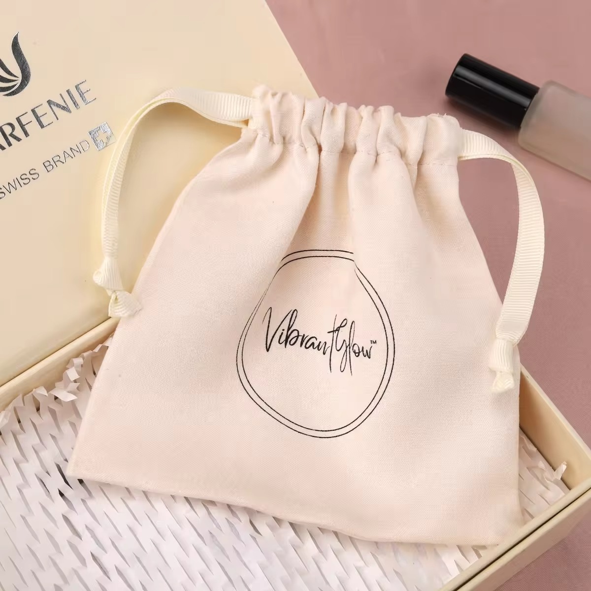 Cotton Candy Cone - Sac à cordon en coton Beige