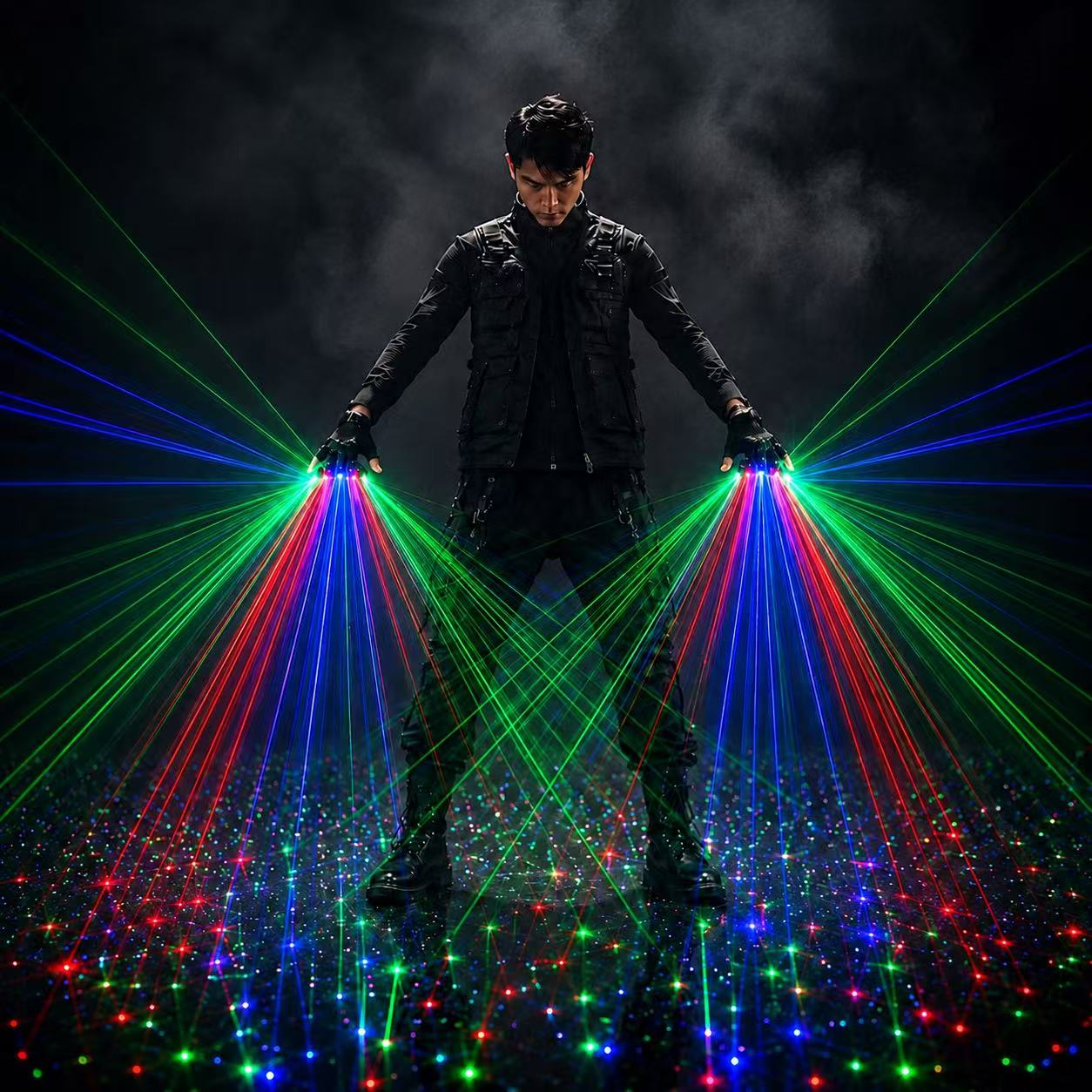 Event Party Dj - Gants laser RGB rechargeables, lumière rouge