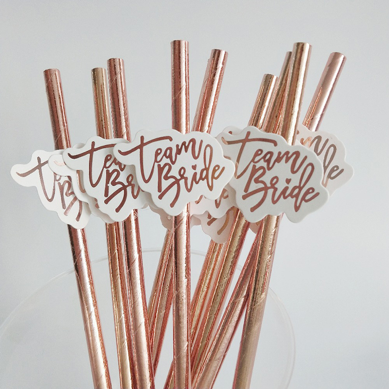 Paper Straw Color - Pailles en papier rose doré pour