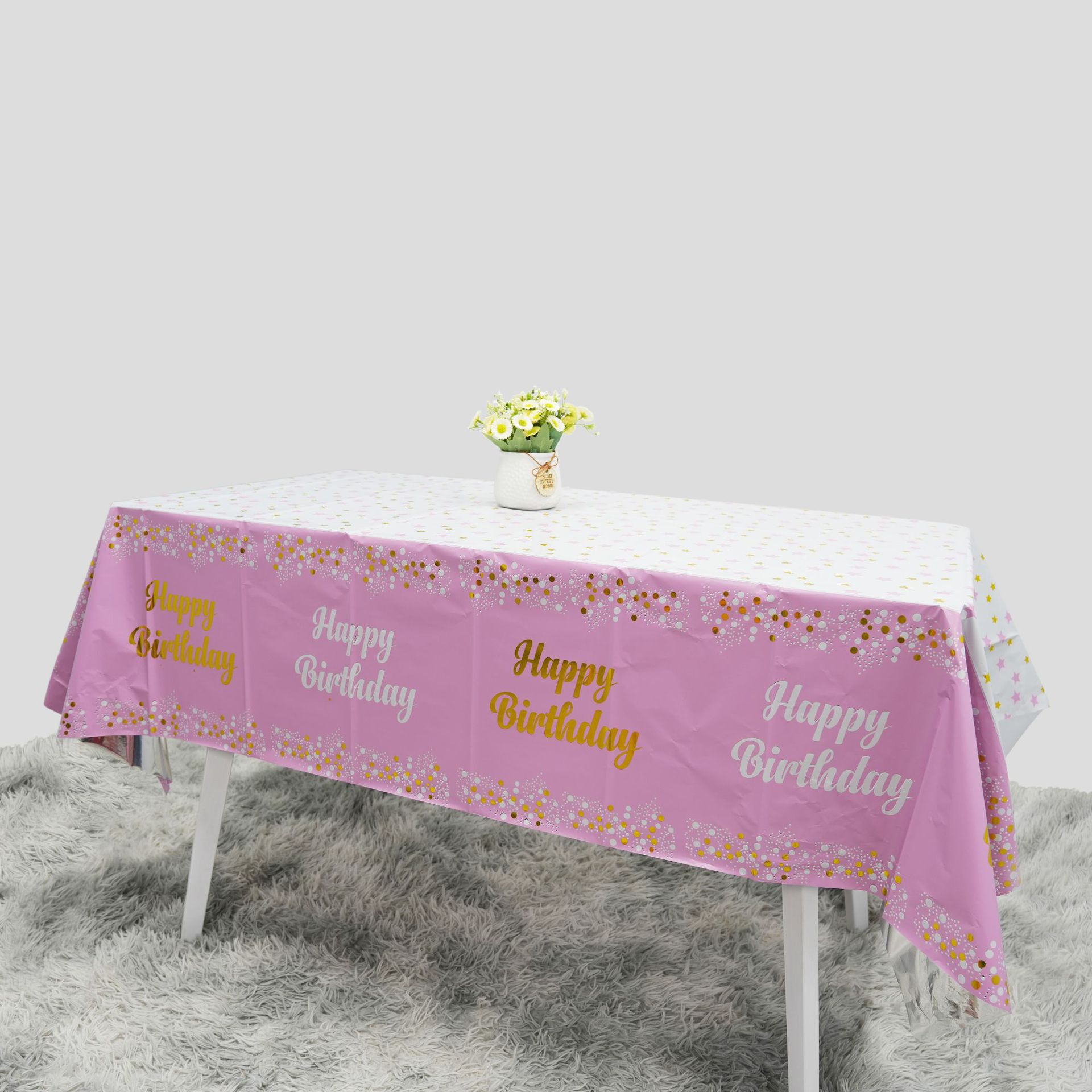 Table Cloth Disposable - Nappe jetable Joyeux Anniversaire, imprimé à