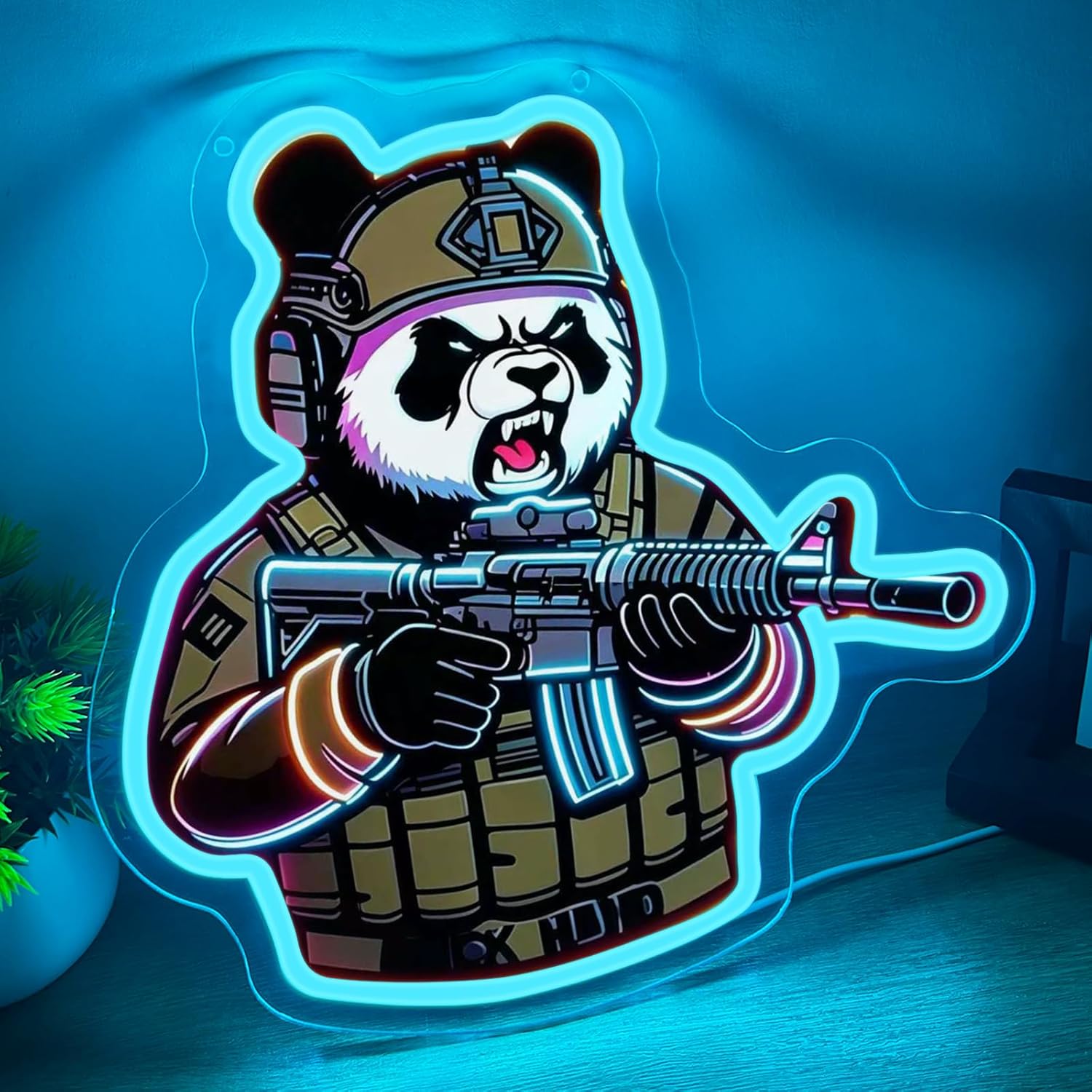 Neon Sign Party - Enseigne néon tactique Panda, lumière LED