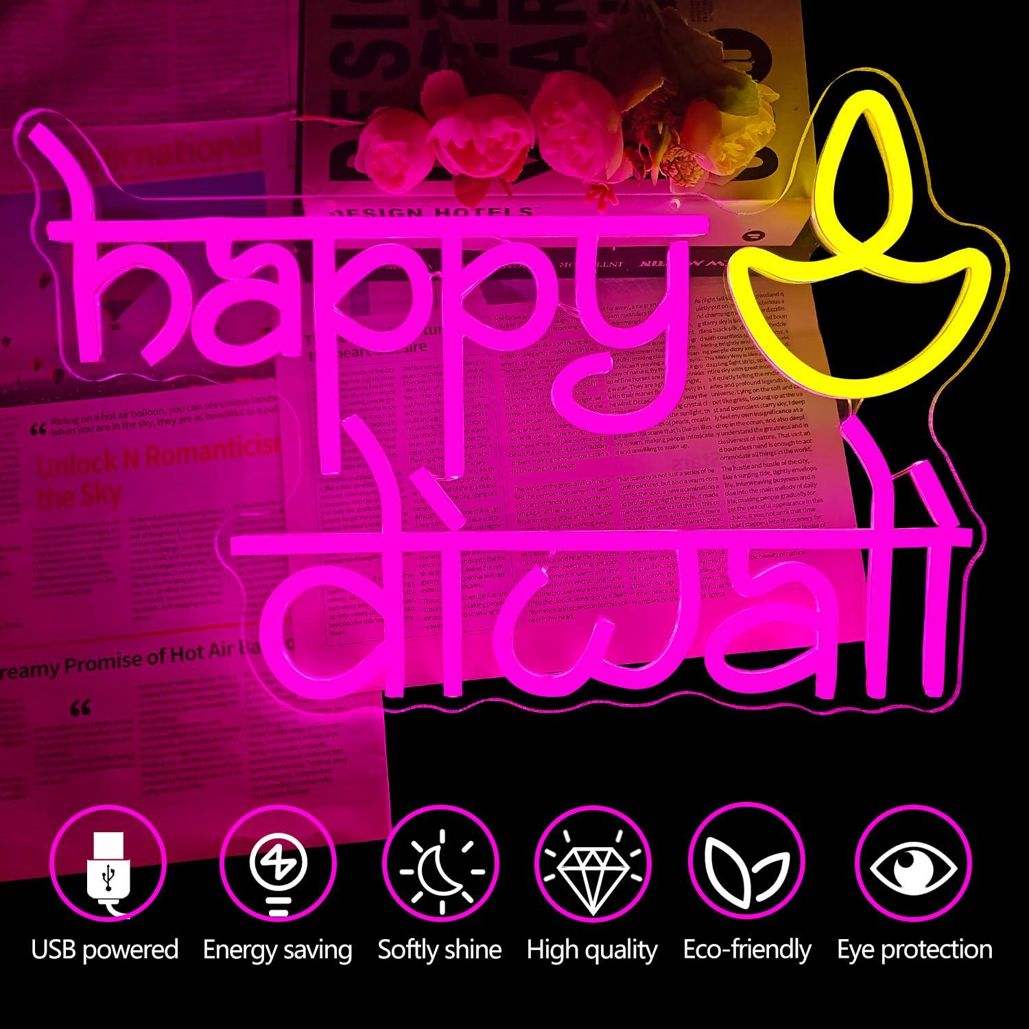 Panneau néon Joyeux Diwali, al - Neon Sign Party avis et prix