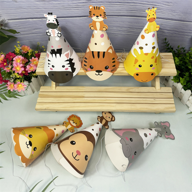 6 chapeaux en papier animaux d - Party Hat Cone avis et prix