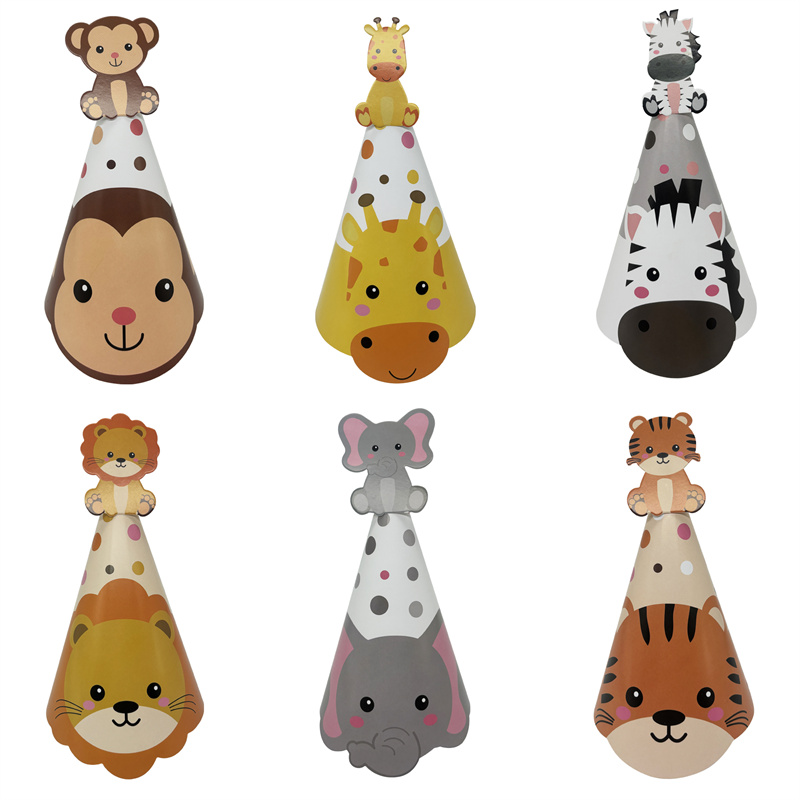 6 chapeaux en papier animaux d - Party Hat Cone avis et prix