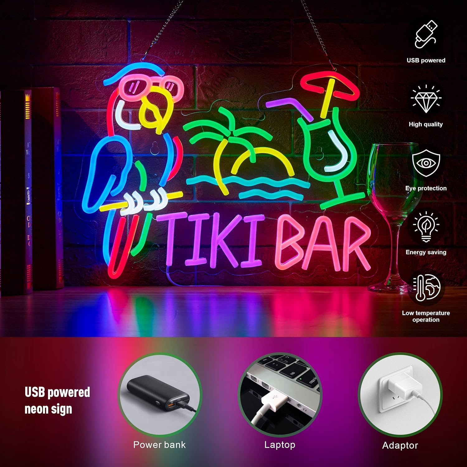 Enseigne néon LED USB Tiki Bar - Neon Sign Party avis et prix
