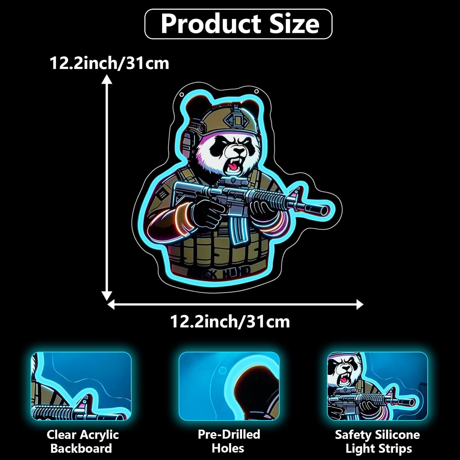 Enseigne néon tactique Panda,  - Neon Sign Party avis et prix