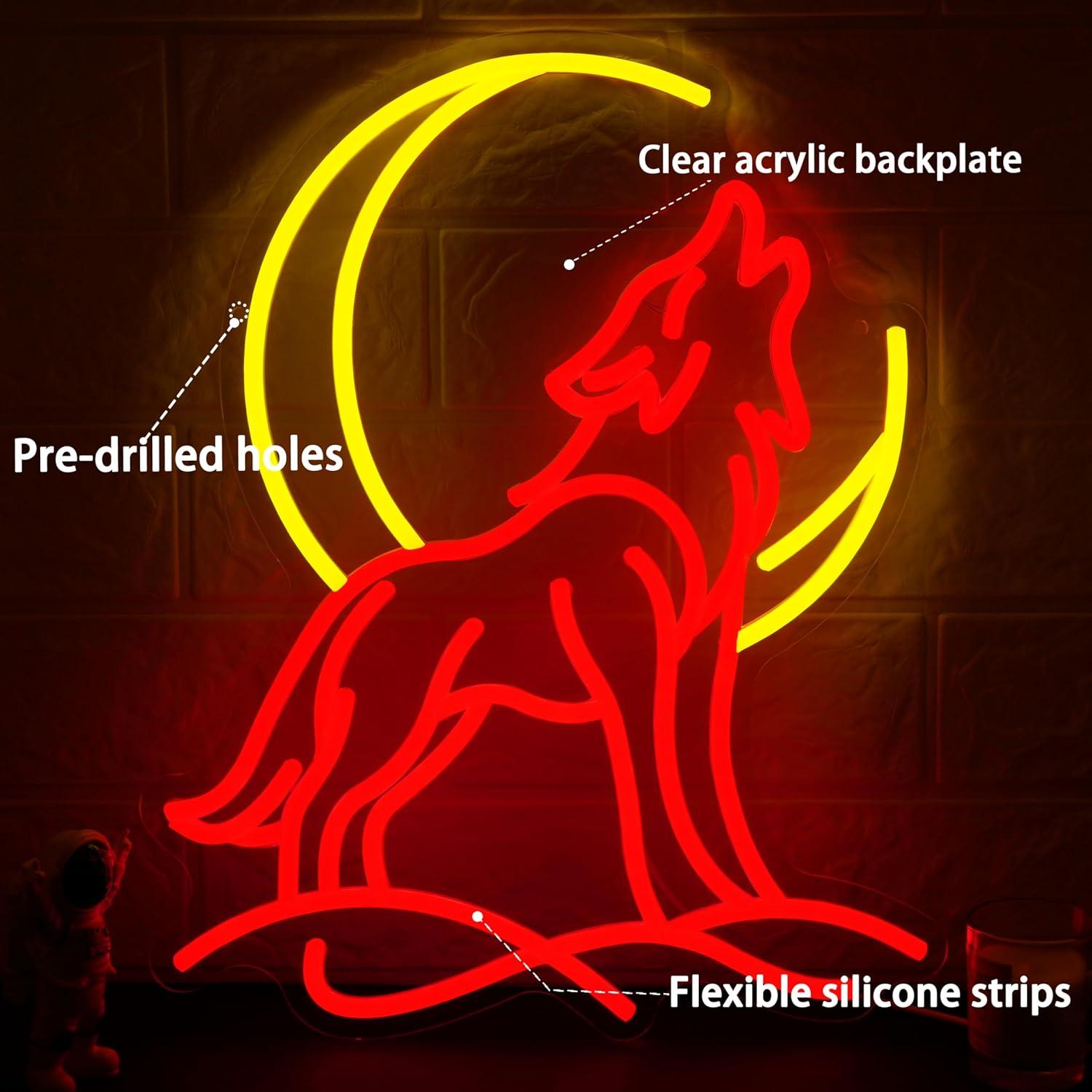 Enseigne néon Loup hurlant, lu - Neon Sign Party avis et prix